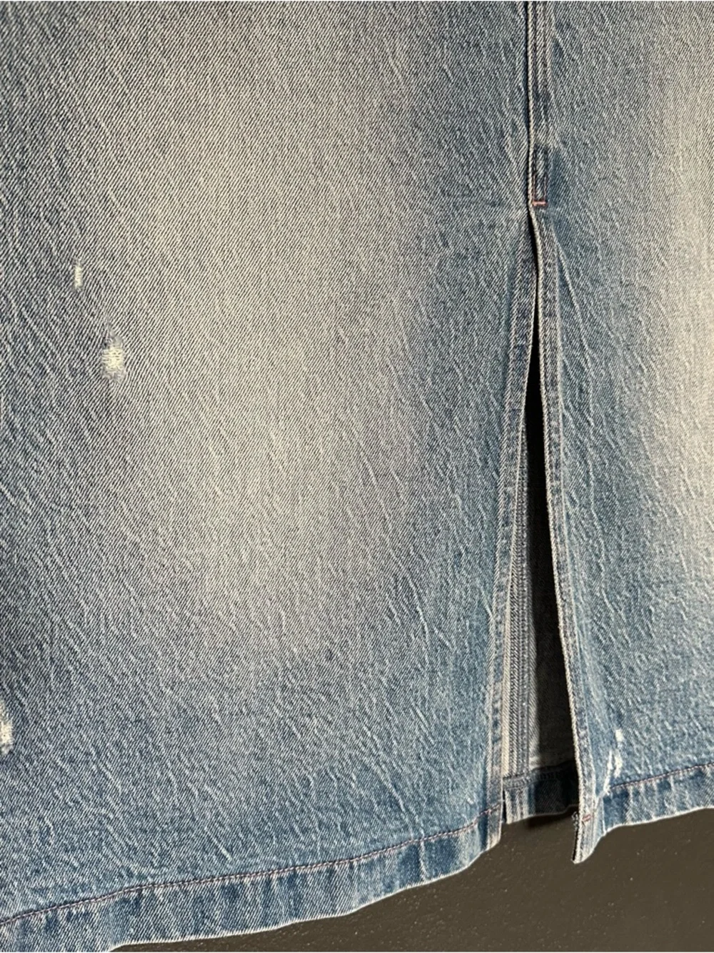 Pistola Distressed Denim Midi Skirt Front Slit Size 26 High Rise - Picture 4 of 7